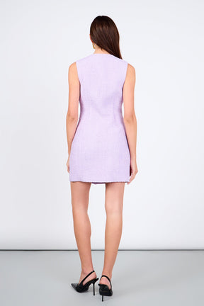 ENDLESS ROSE - Sleeveless Tweed Mini Dress - DRESSES available at Objectrare