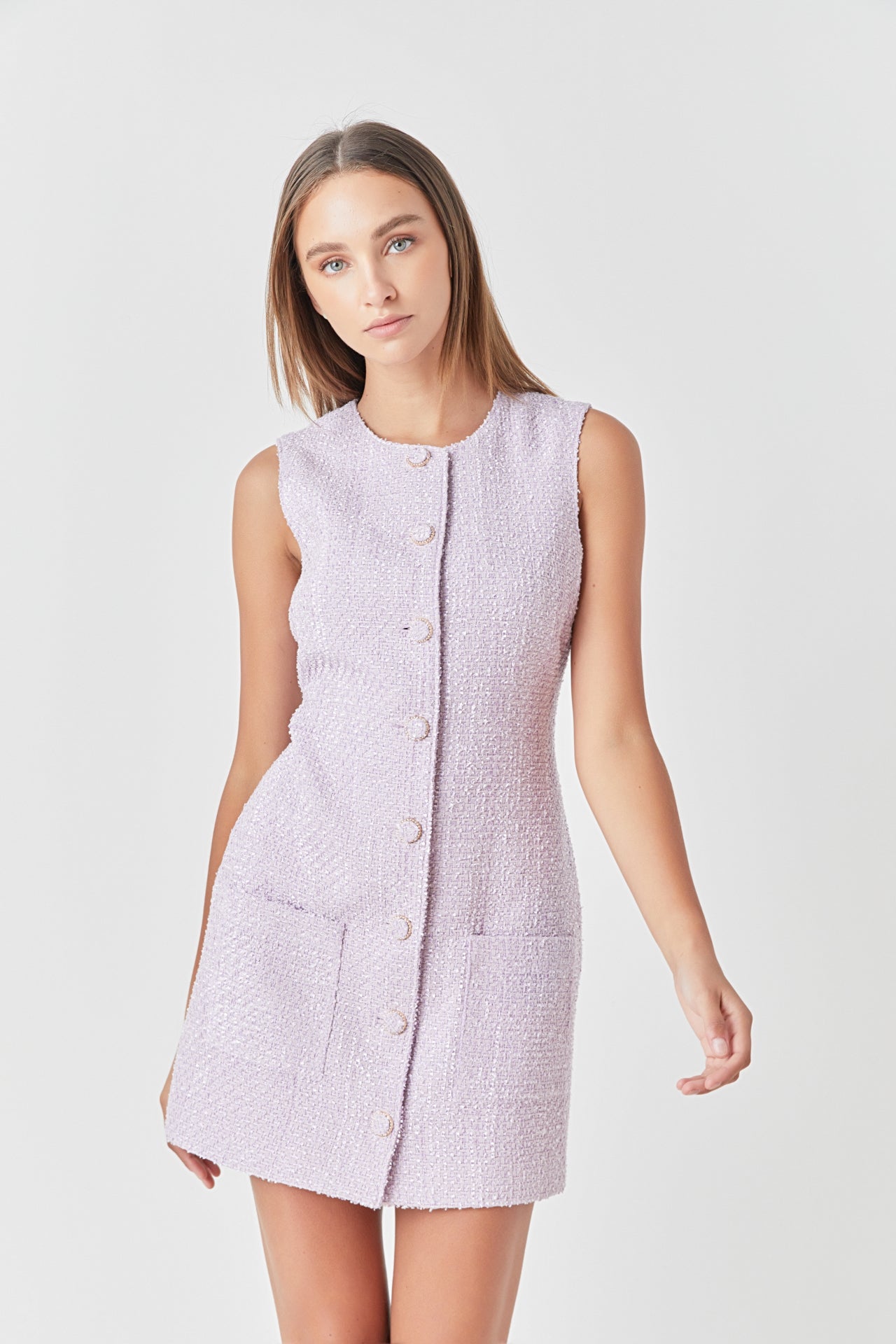 ENDLESS ROSE - Endless Rose - Sleeveless Tweed Mini Dress - DRESSES available at Objectrare