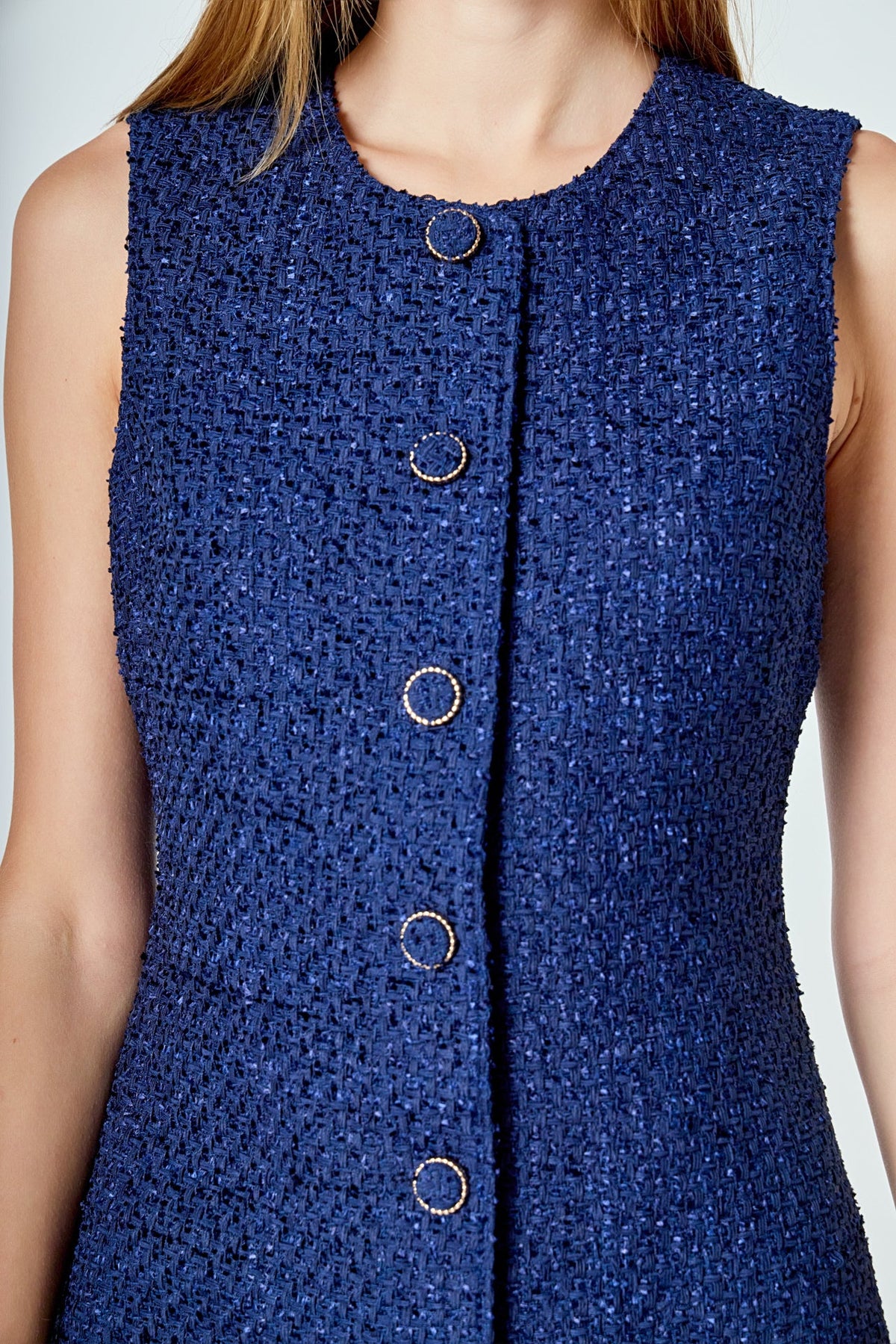 ENDLESS ROSE - Sleeveless Tweed Mini Dress - DRESSES available at Objectrare