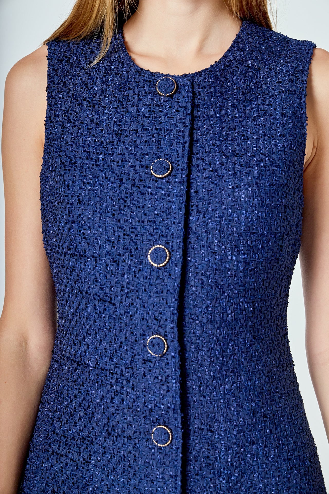 ENDLESS ROSE - Sleeveless Tweed Mini Dress - DRESSES available at Objectrare