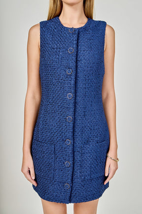 Sleeveless Tweed Mini Dress