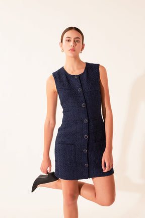 Sleeveless Tweed Mini Dress