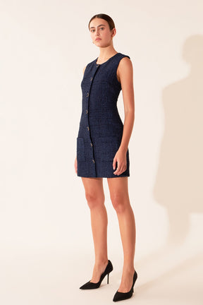Sleeveless Tweed Mini Dress