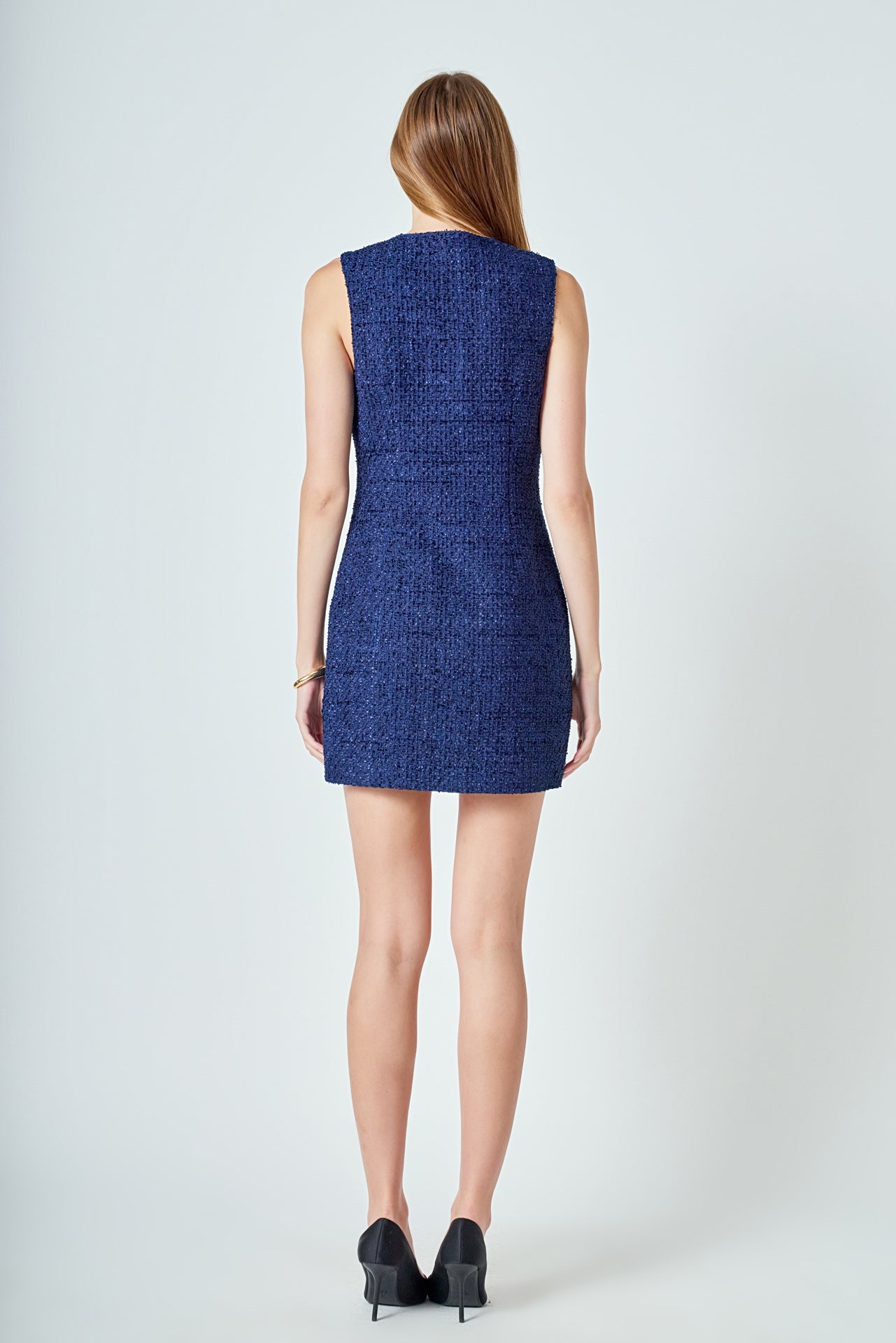 ENDLESS ROSE - Sleeveless Tweed Mini Dress - DRESSES available at Objectrare