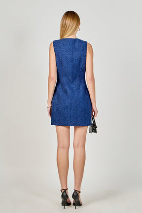 Sleeveless Tweed Mini Dress