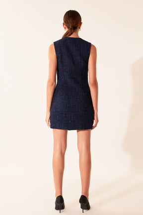Sleeveless Tweed Mini Dress