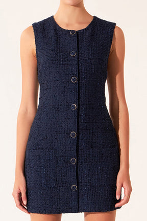 Sleeveless Tweed Mini Dress