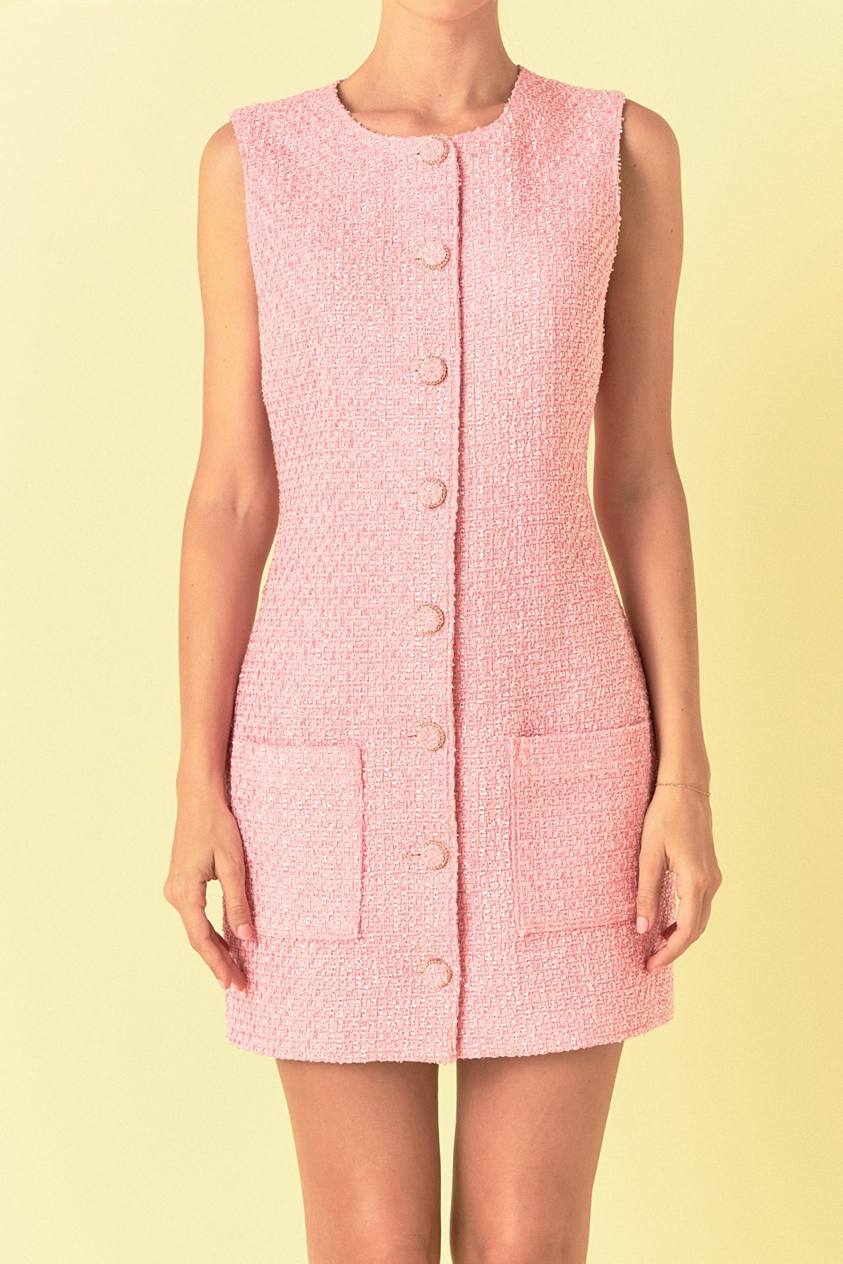 ENDLESS ROSE - Endless Rose - Sleeveless Tweed Mini Dress - DRESSES available at Objectrare