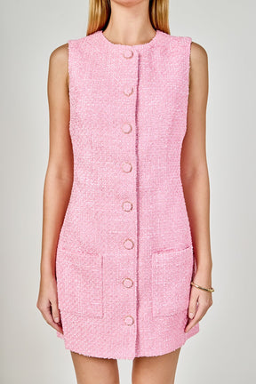 Sleeveless Tweed Mini Dress
