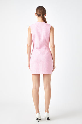 ENDLESS ROSE - Sleeveless Tweed Mini Dress - DRESSES available at Objectrare