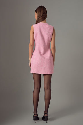 ENDLESS ROSE - Sleeveless Tweed Mini Dress - DRESSES available at Objectrare