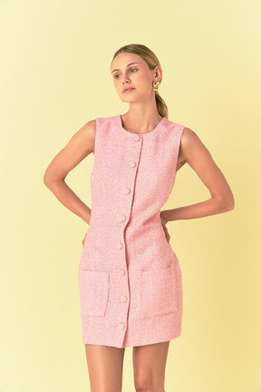 ENDLESS ROSE - Endless Rose - Sleeveless Tweed Mini Dress - DRESSES available at Objectrare