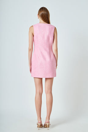 ENDLESS ROSE - Sleeveless Tweed Mini Dress - DRESSES available at Objectrare
