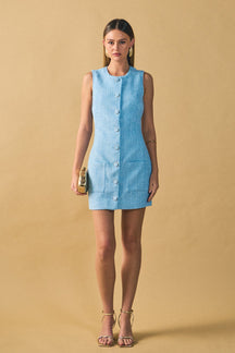 ENDLESS ROSE - Sleeveless Tweed Mini Dress - DRESSES available at Objectrare