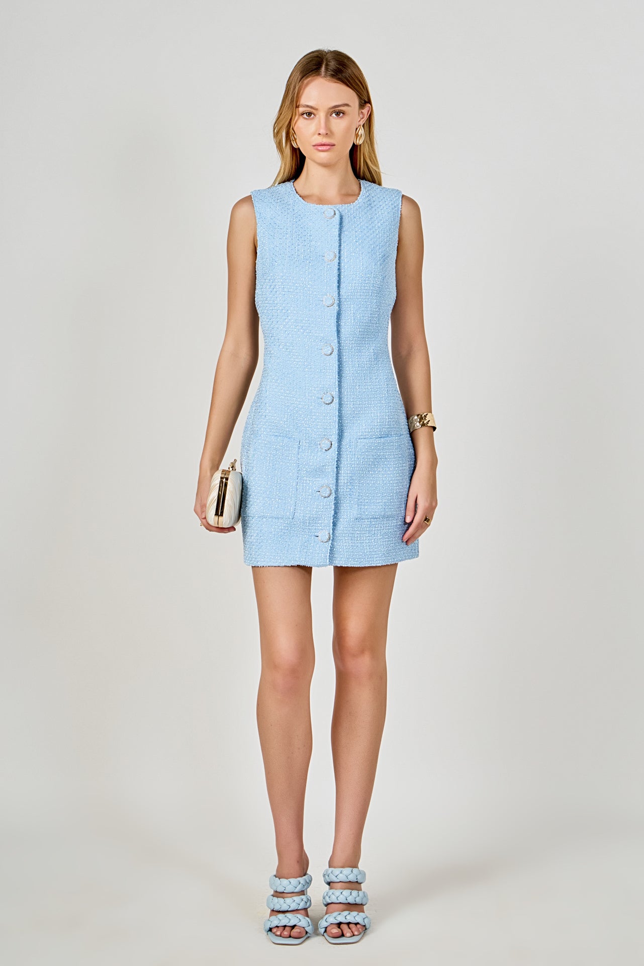 ENDLESS ROSE - Sleeveless Tweed Mini Dress - DRESSES available at Objectrare