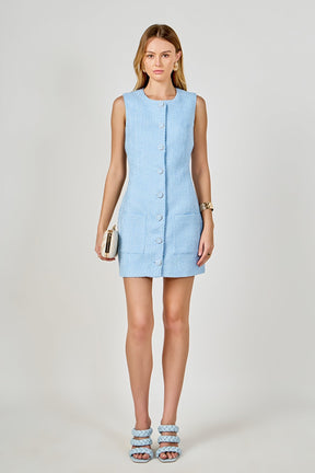 ENDLESS ROSE - Sleeveless Tweed Mini Dress - DRESSES available at Objectrare