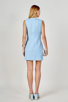 ENDLESS ROSE - Sleeveless Tweed Mini Dress - DRESSES available at Objectrare