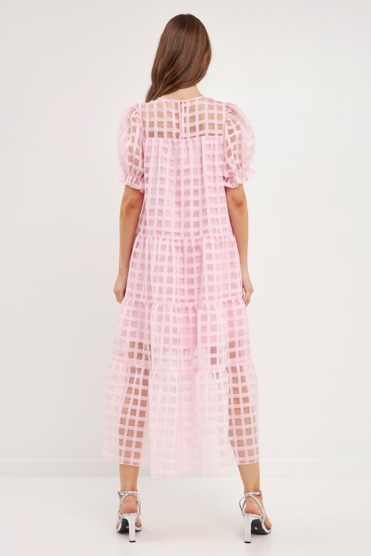 ENGLISH FACTORY - English Factory - Organza Gridded Puff Sleeve Maxi Dress - DRESSES available at Objectrare