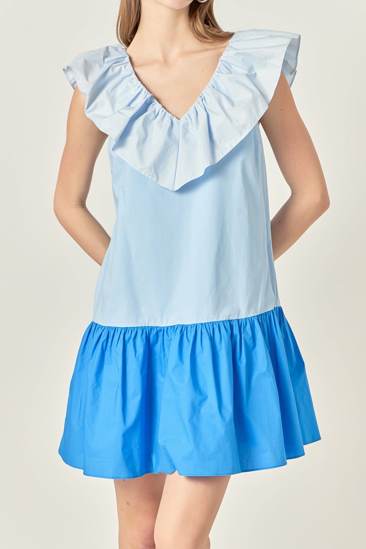 Colorblock Ruffled Shift Dress