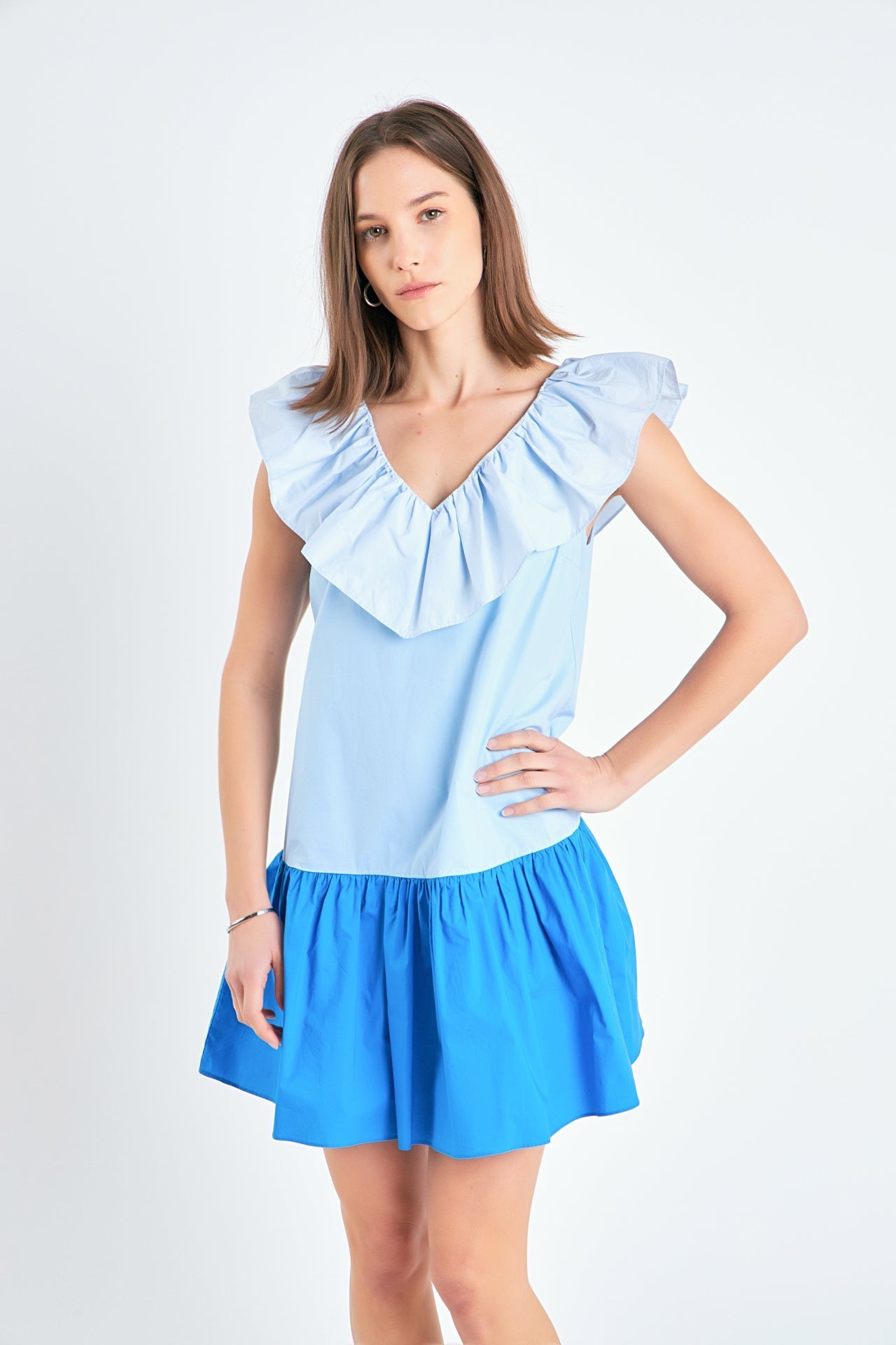 ENGLISH FACTORY - English Factory - Colorblock Ruffled Shift Dress - DRESSES available at Objectrare