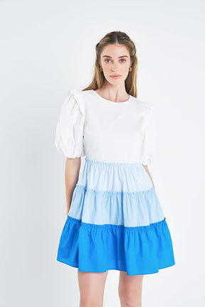 ENGLISH FACTORY - English Factory - Colorblock Multi Tiered Ruffled Mini Dress - DRESSES available at Objectrare