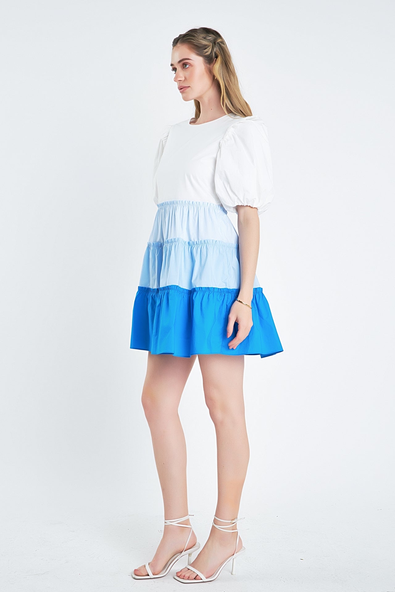 ENGLISH FACTORY - Colorblock Multi Tiered Ruffled Mini Dress - DRESSES available at Objectrare