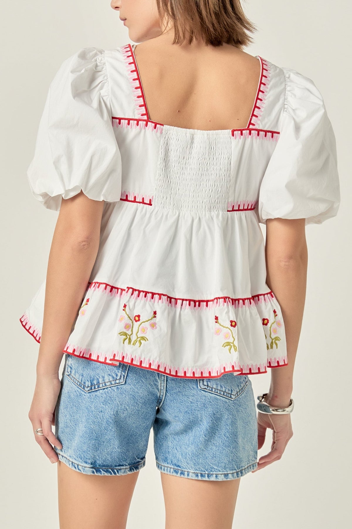 ENGLISH FACTORY - Embroidered Blouson Top - TOPS available at Objectrare