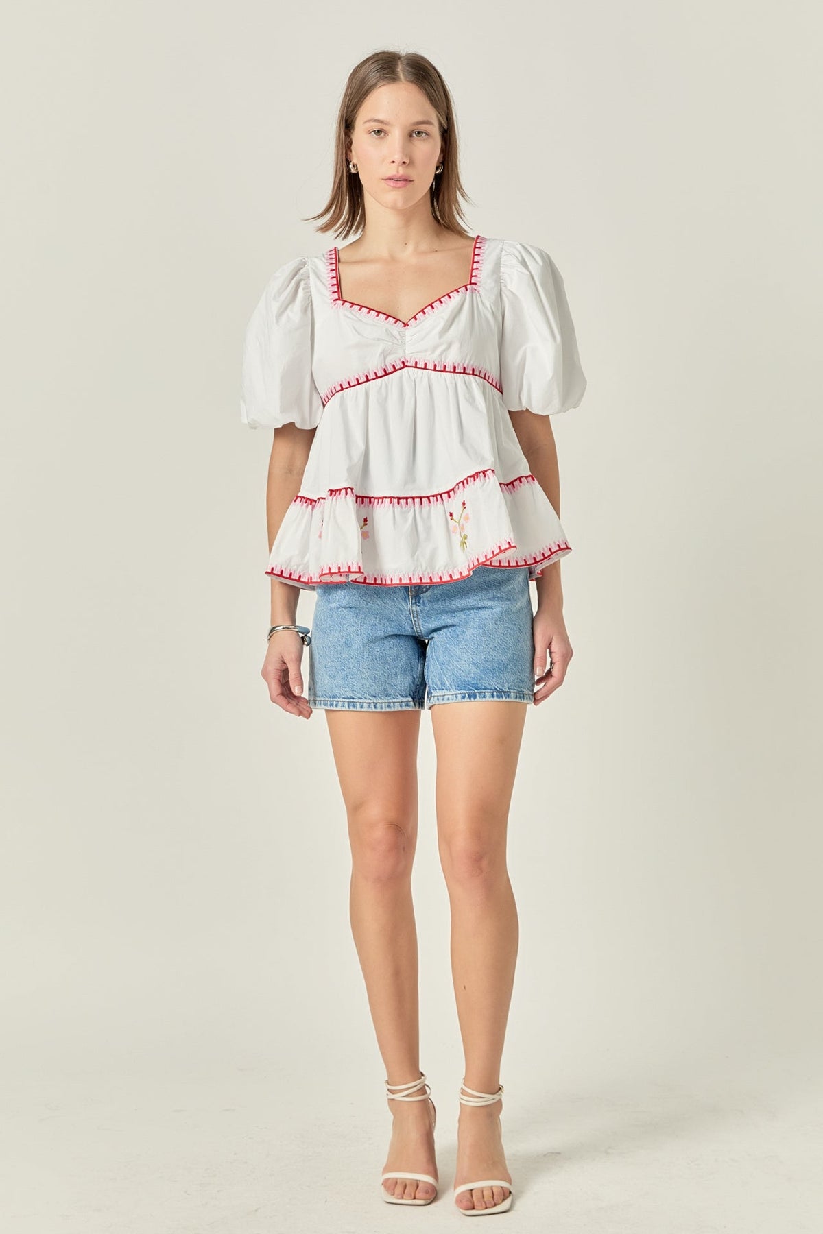 ENGLISH FACTORY - Embroidered Blouson Top - TOPS available at Objectrare
