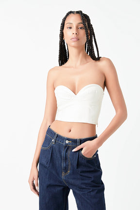 GREY LAB - Cropped Pu Bustier Top - TOPS available at Objectrare