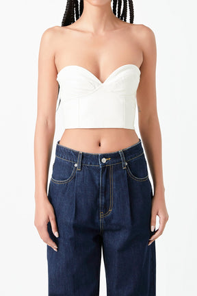 GREY LAB - Grey Lab - Cropped Pu Bustier Top - TOPS available at Objectrare