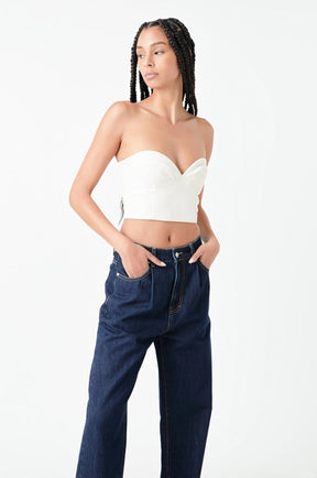 GREY LAB - Grey Lab - Cropped Pu Bustier Top - TOPS available at Objectrare