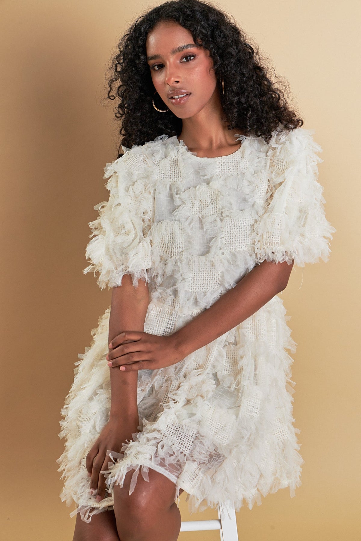ENDLESS ROSE - Textured Mesh Mini Dress - DRESSES available at Objectrare