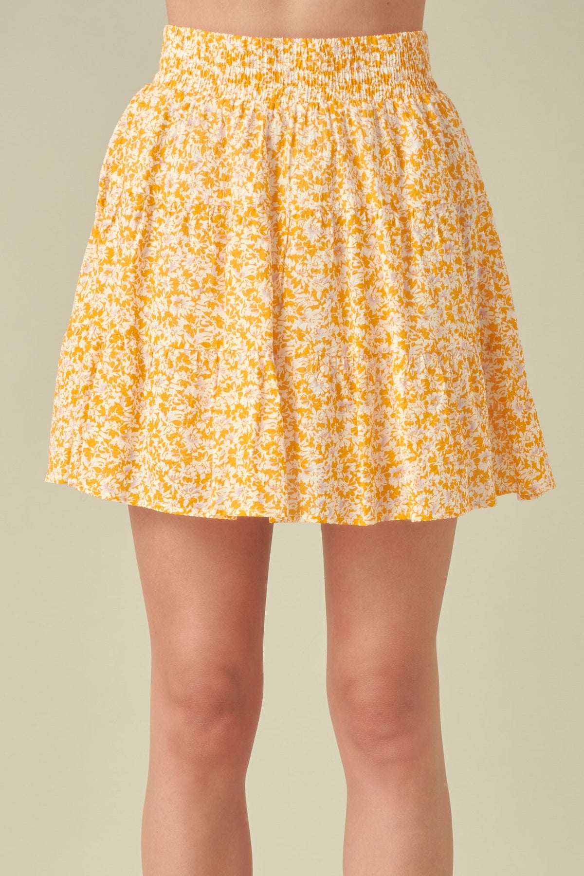 FREE THE ROSES - Free The Roses - Crinkled Floral Linen Mini Skirt with Elastic Band - SKIRTS available at Objectrare