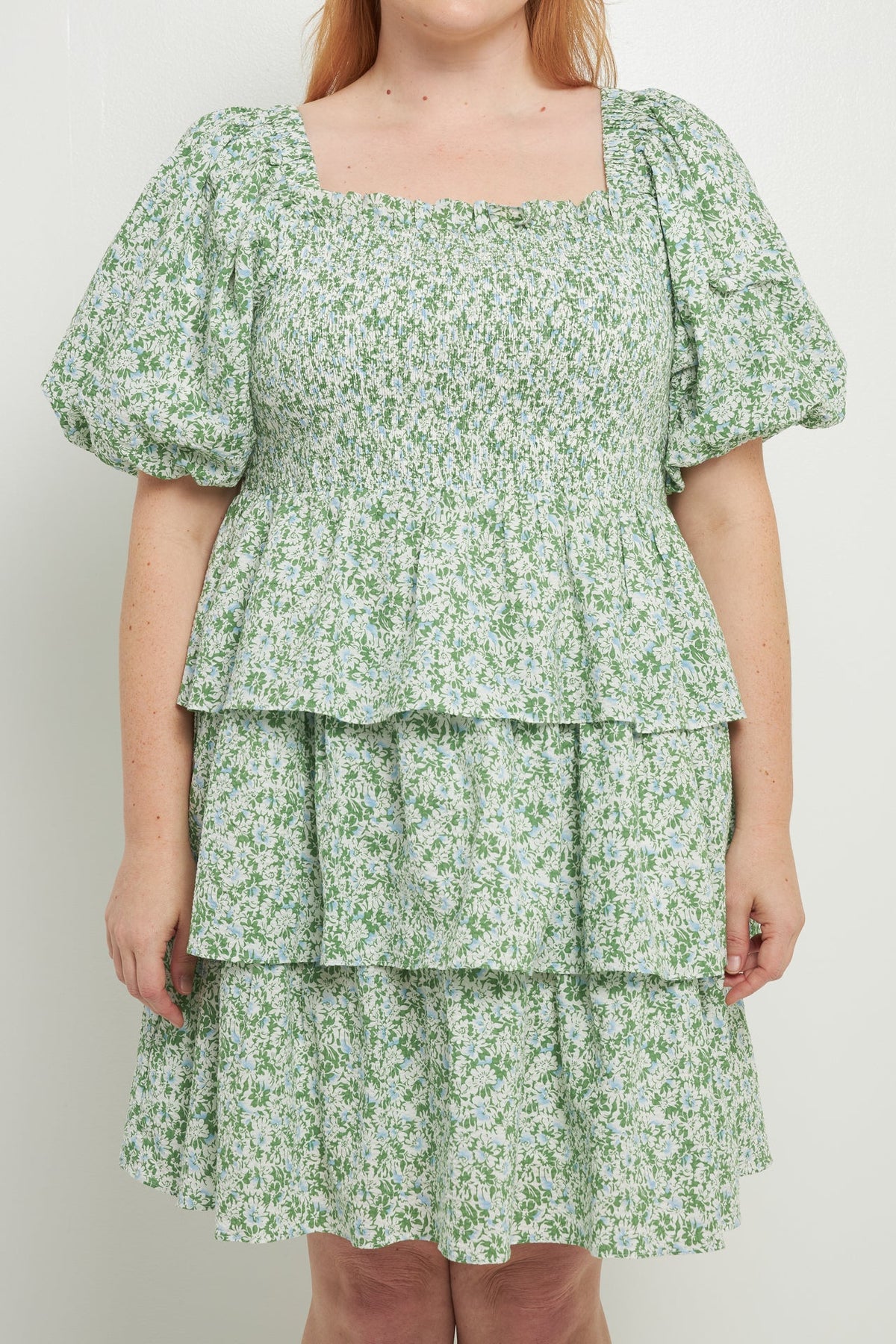 ENGLISH FACTORY - Crinkled Floral Linen Smocked Tiered Mini Dress - DRESSES available at Objectrare