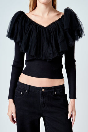ENDLESS ROSE - Tulle Ruffle Top - TOPS available at Objectrare