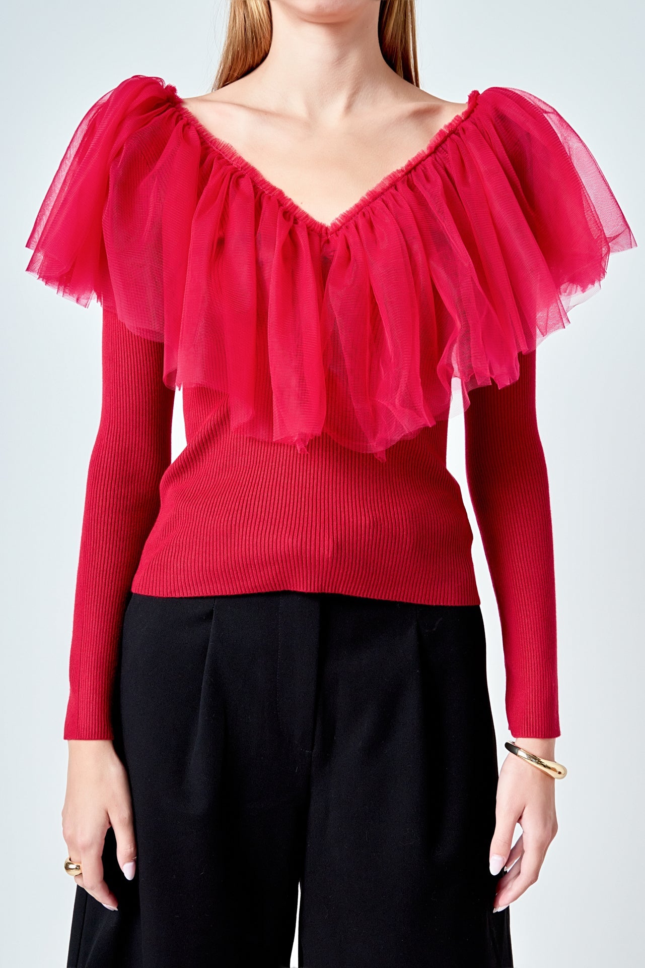 ENDLESS ROSE - Tulle Ruffle Top - TOPS available at Objectrare