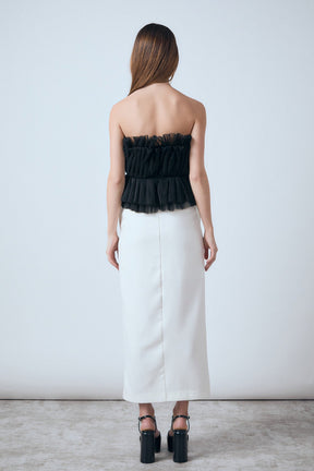 ENDLESS ROSE - Strapless Tulle Peplum Top - TOPS available at Objectrare
