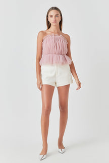 ENDLESS ROSE - Endless Rose - Strapless Tulle Peplum Top - TOPS available at Objectrare