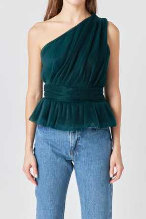 ENDLESS ROSE - Tulle One Shoulder Top - TOPS available at Objectrare