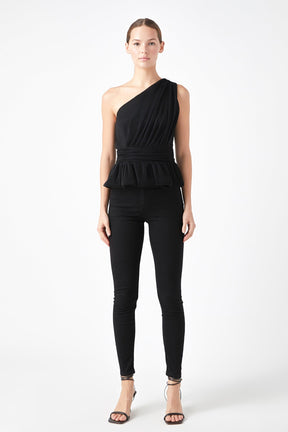 ENDLESS ROSE - Tulle One Shoulder Top - TOPS available at Objectrare