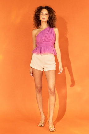 ENDLESS ROSE - Tulle One Shoulder Top - TOPS available at Objectrare