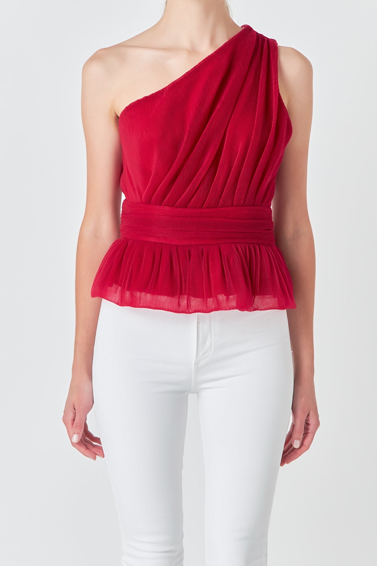 ENDLESS ROSE - Tulle One Shoulder Top - TOPS available at Objectrare