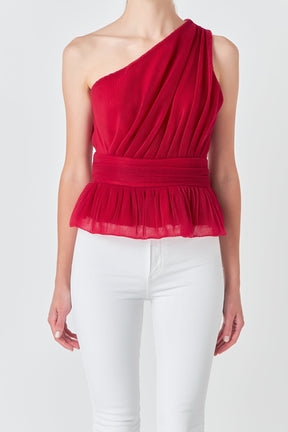 ENDLESS ROSE - Tulle One Shoulder Top - TOPS available at Objectrare