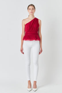 ENDLESS ROSE - Tulle One Shoulder Top - TOPS available at Objectrare