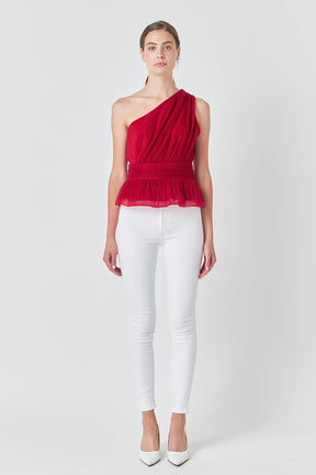 ENDLESS ROSE - Tulle One Shoulder Top - TOPS available at Objectrare