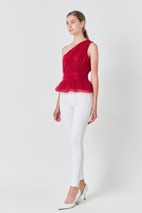 ENDLESS ROSE - Tulle One Shoulder Top - TOPS available at Objectrare