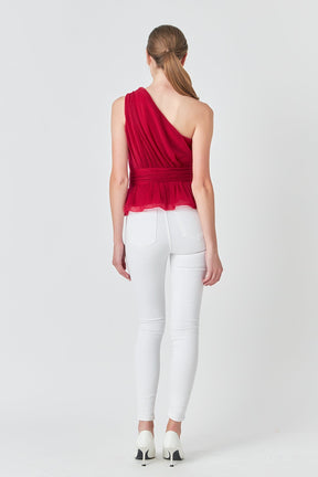 ENDLESS ROSE - Tulle One Shoulder Top - TOPS available at Objectrare