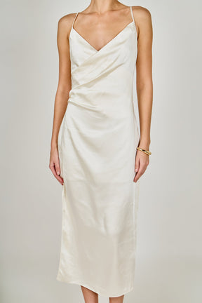 ENDLESS ROSE - Satin Wrap Midi Dress - DRESSES available at Objectrare