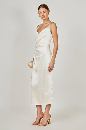 ENDLESS ROSE - Satin Wrap Midi Dress - DRESSES available at Objectrare