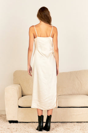 Satin Wrap Midi Dress